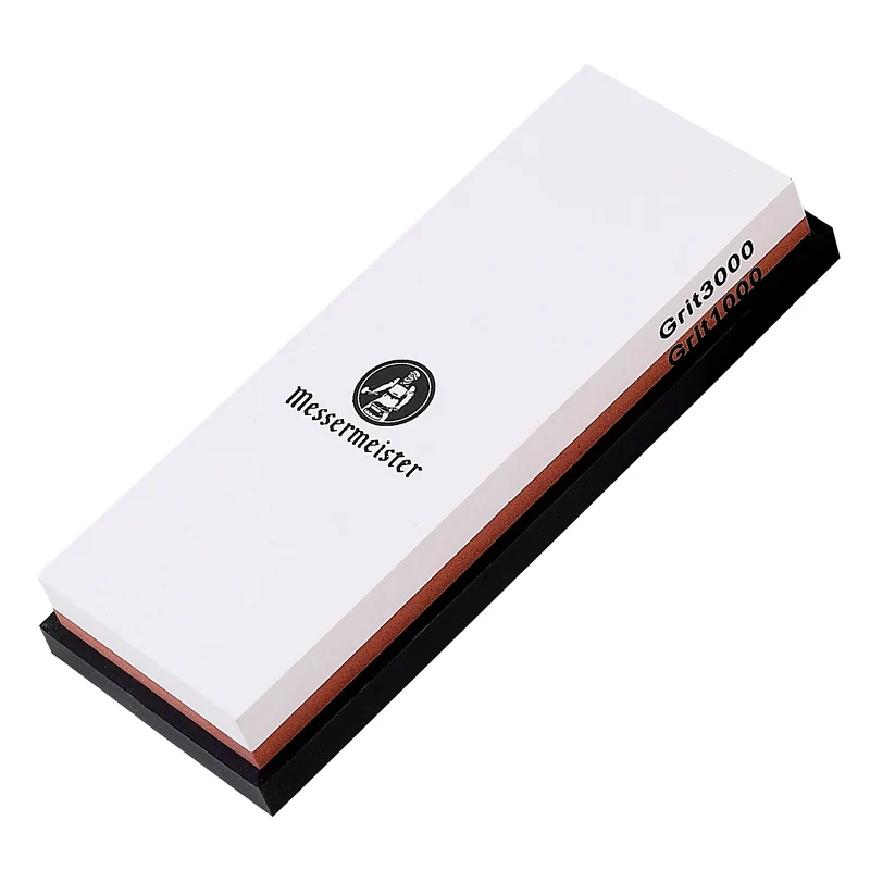 Messermeister Two-Sided Water Stone Knife Sharpener - 1000 & 3000 Grit - Silicone Storage