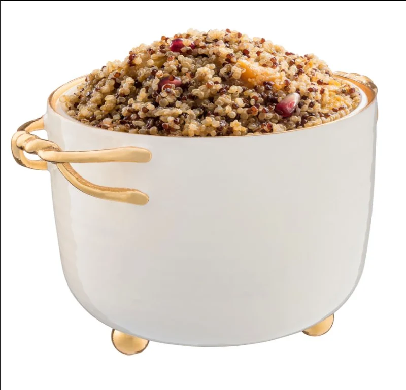The Decorizer Ivory Enamel 1 LB Hammered Dip Container, Gold Entangeld