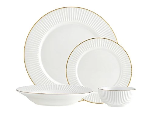 Inventure Gold 16 Piece Porcelain Dinnerware Set, Service for 4