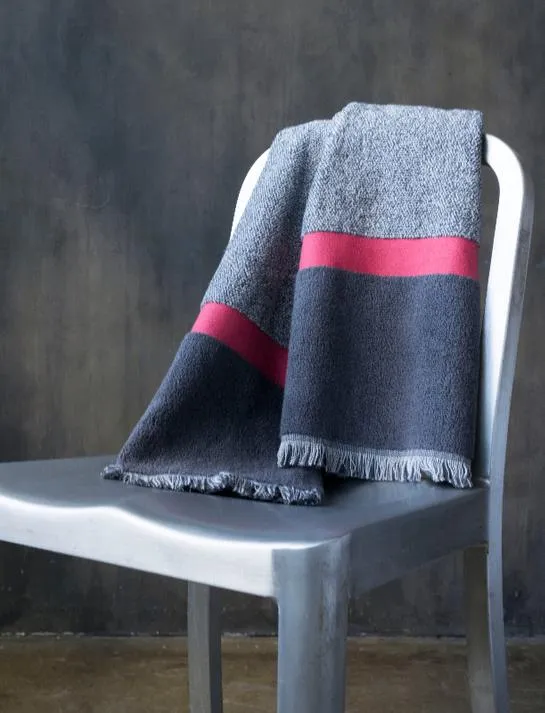 European Art Melange Hand Towel Charcoal Grey, Pink Trim