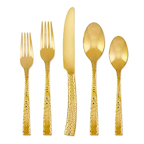 Argent Orfèvres, Stainless Steel 20 Piece Flatware Set, Gold
