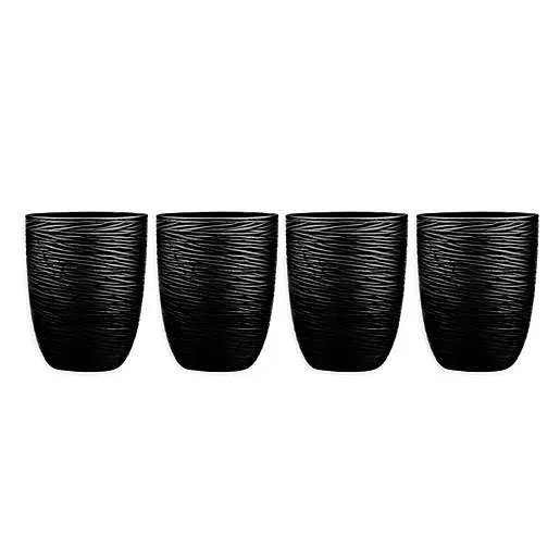 Qualia Trend Artisan Double Old Fashioned Whiskey Glasses, Set of 4