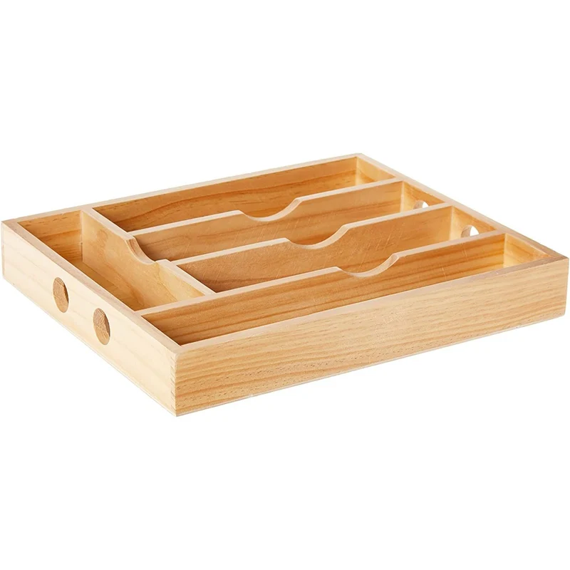 Hampton Forge Acacia Wood Flatware Organizer Caddy