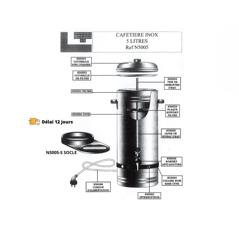Pièces détachées cafetière Tellier N 5005