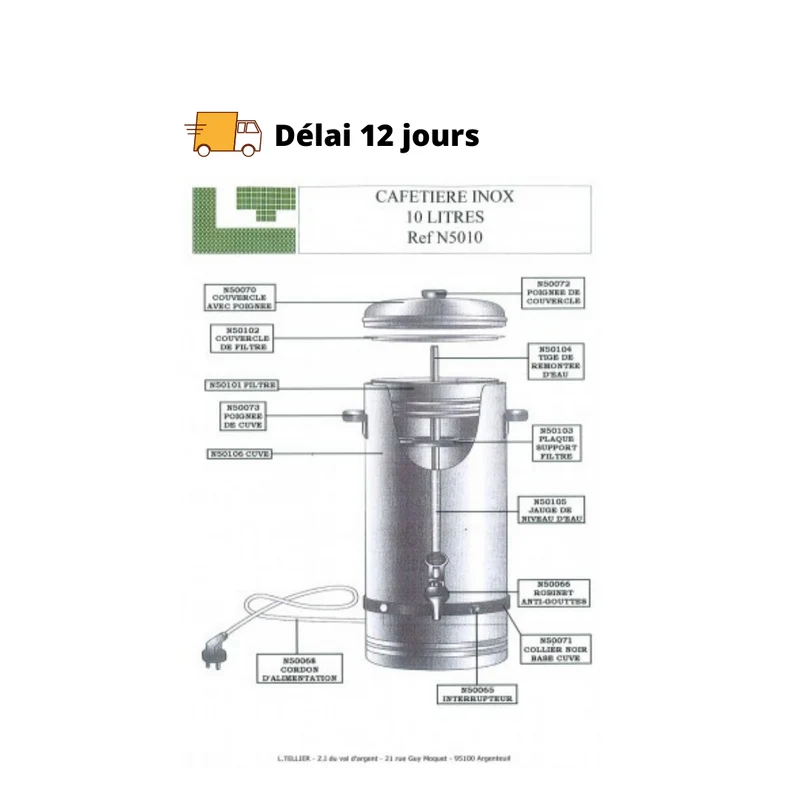 Pièces détachées cafetière Tellier N 5010