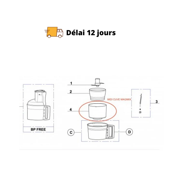 Midi cuve Magimix Robot Magimix 5200 XL
