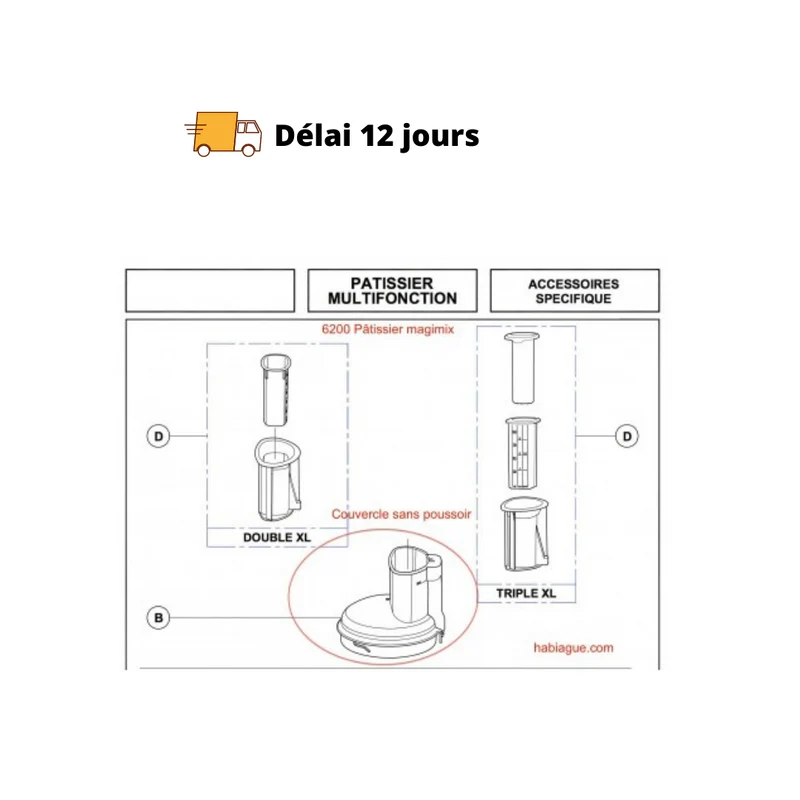 Couvercle pour cuve Magimix 6200 XL pâtissier