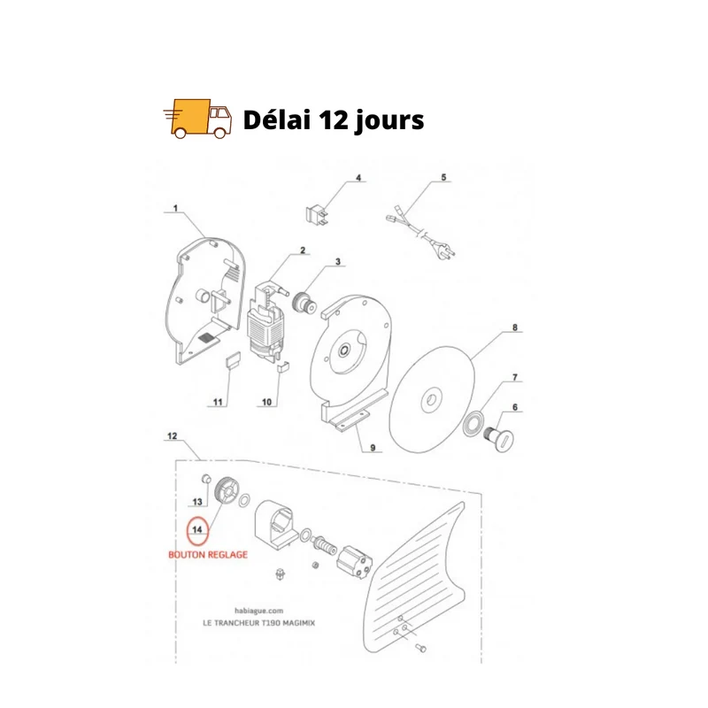Bouton de réglage trancheuse T190 Magimix