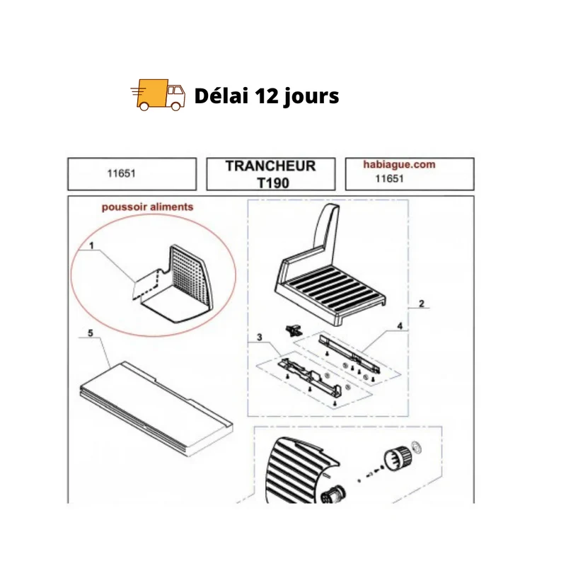 Poussoir aliments pour trancheuse T190 Magimix 11651
