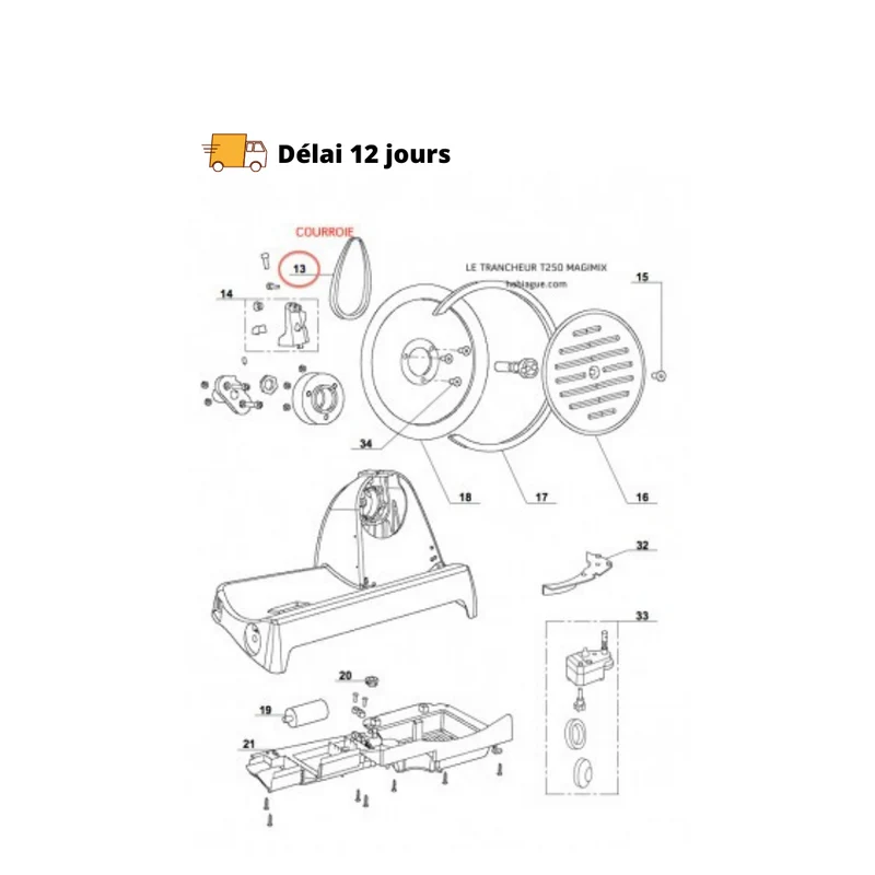 Courroie trancheuse T250 Magimix