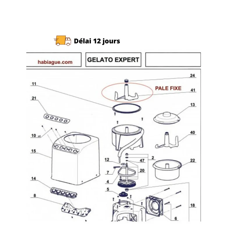 Pale cuve fixe pour Gelato Expert Magimix