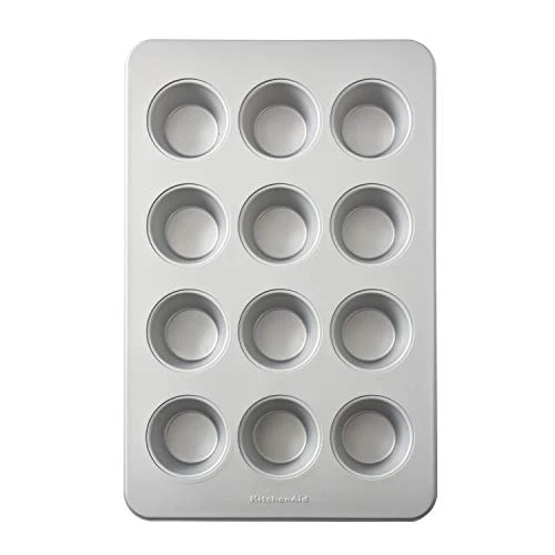 KitchenAid Nonstick Aluminized Steel Muffin Pan, 12-Cup, Silver