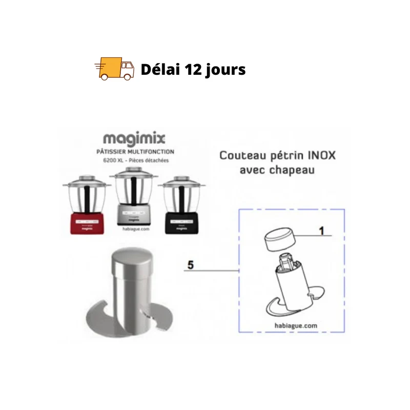 Couteau pétrin inox Magimix 6200 XL