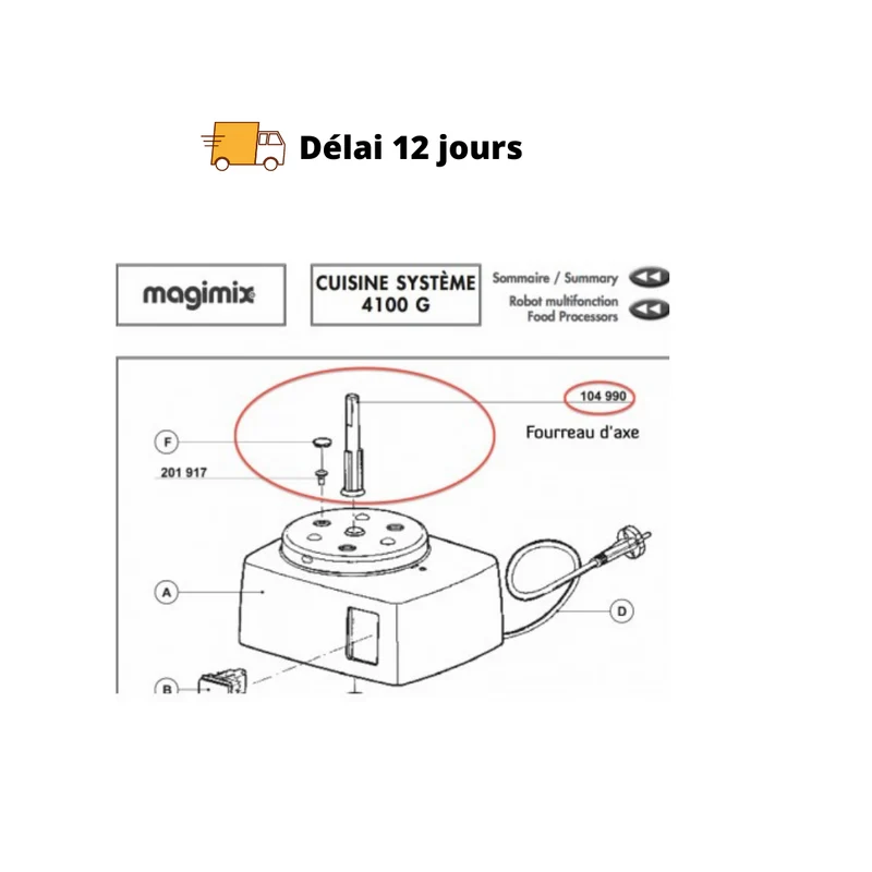 Fourreau d'axe renforcé robot Magimix 4100