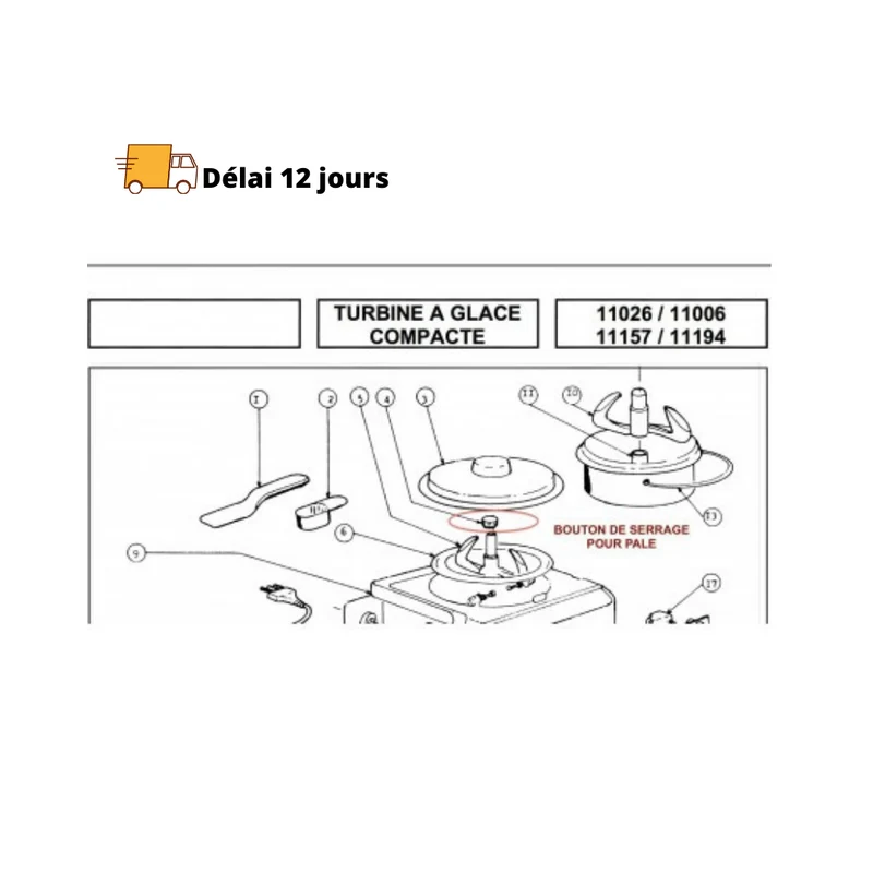 Bouton de serrage pour pale turbine à glace Magimix