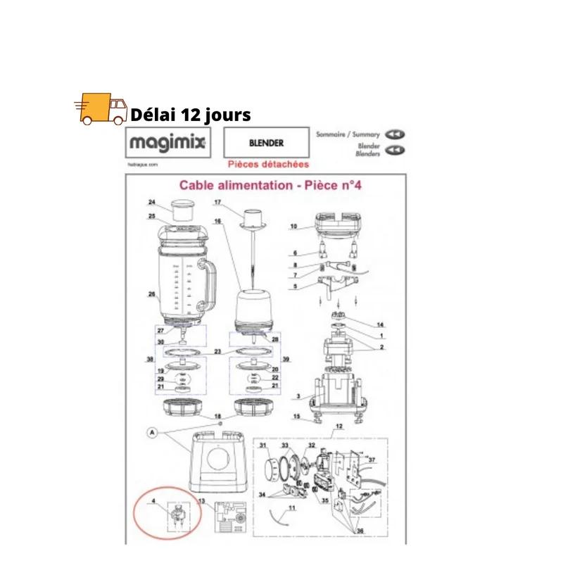 Cable d'alimentation pour blender Magimix