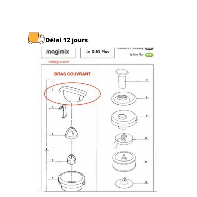 Bras couvrant presse agrumes pour Duo Plus Magimix