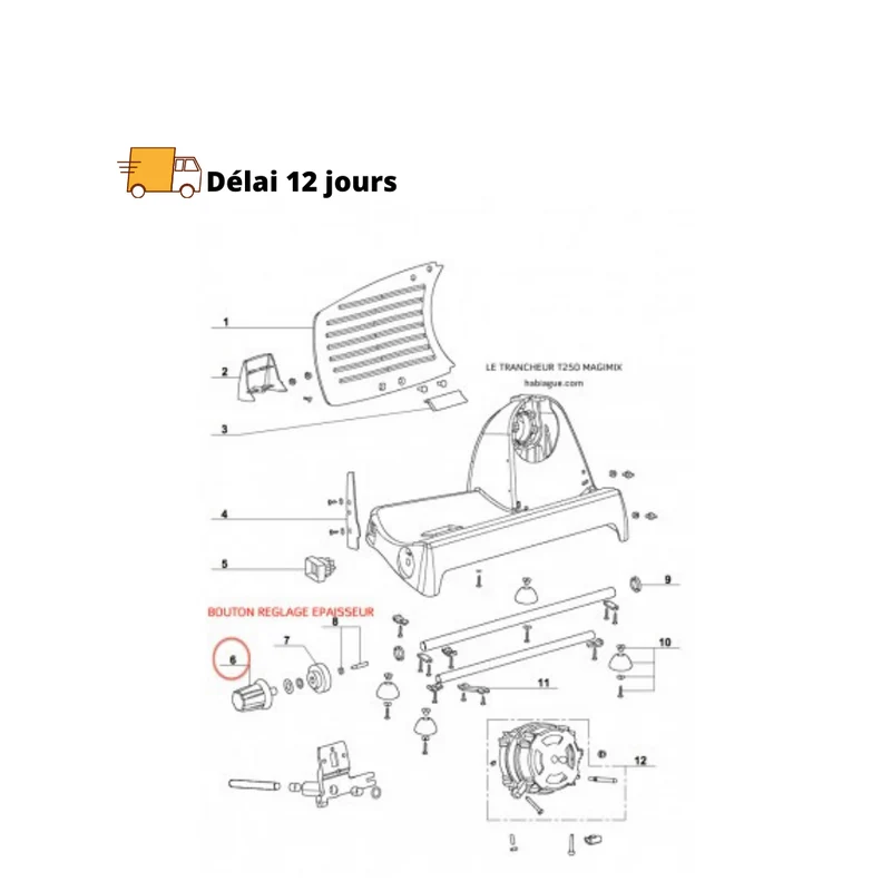 Bouton réglage épaisseur trancheuse T250 Magimix