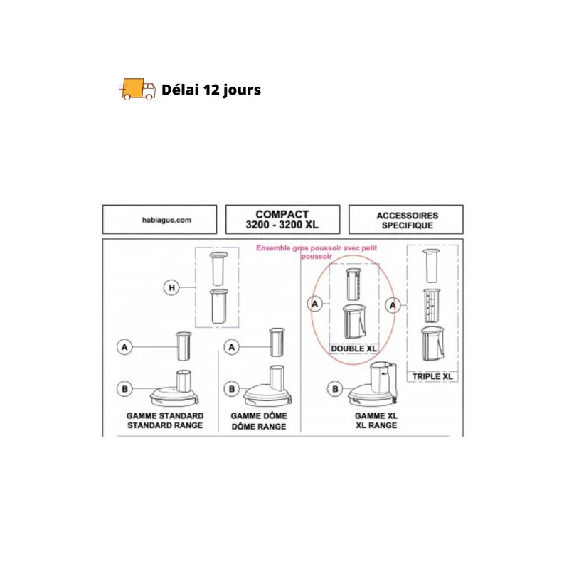 Gros poussoir et poussoir Magimix 3200XL