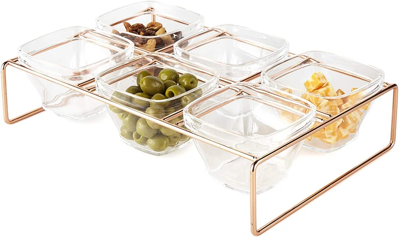 Huang Acrylic Tapas Serving Bowls With Metal Stand