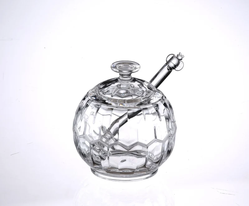 Huang Acrylic H4820 Sphere Shaped Sugar Honey Jam Jar Dish with Server 3 3/4"x 4 1/16"