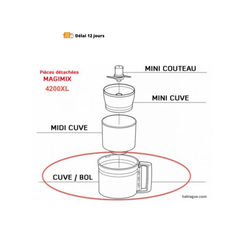 Cuve avec poignée robot Magimix 4200 XL