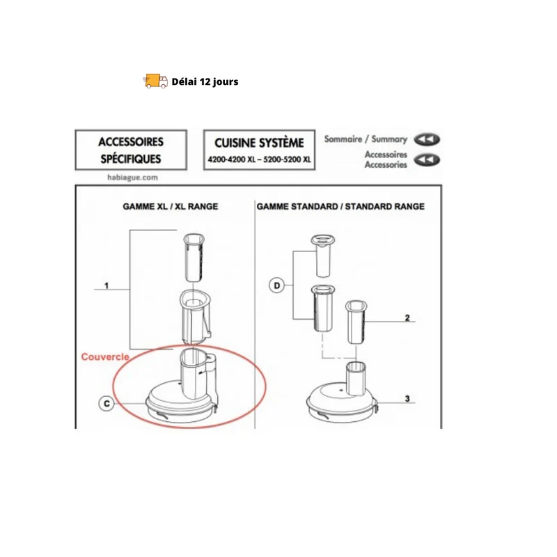 Couvercle pour cuve Magimix CS 5200 XL couleur