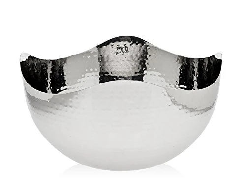 Godinger Hammered Wavy Edge Fruit Bowl, Silver 10*10 *5H