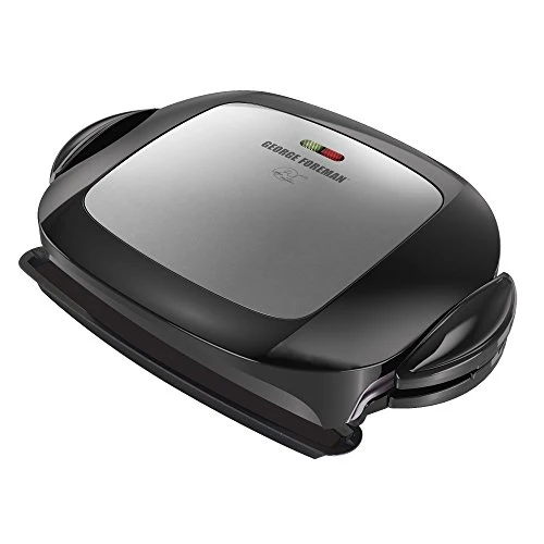 George Foreman GRP472P 5 Serving Grill and Panini Maker Sandwich Press, Platinum - Removable Dishwasher Safe Plates, 72 Sq." / 5.5" x 16.5" x 11.1"
