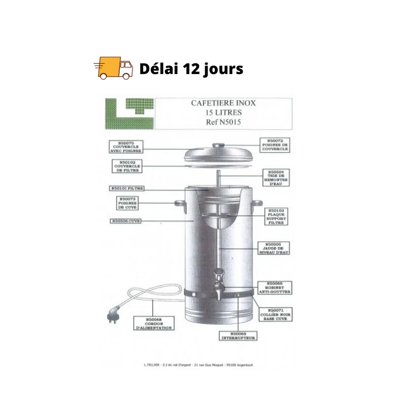 Pièces détachées cafetière Tellier N 5015