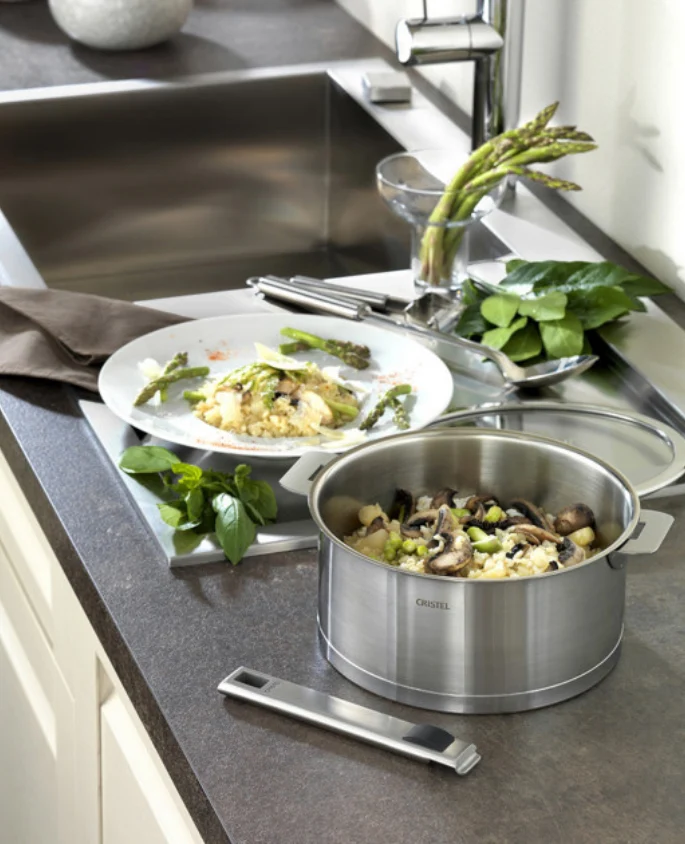 Série de 3 casseroles Strate inox amovibles avec poignée inox – Cristel