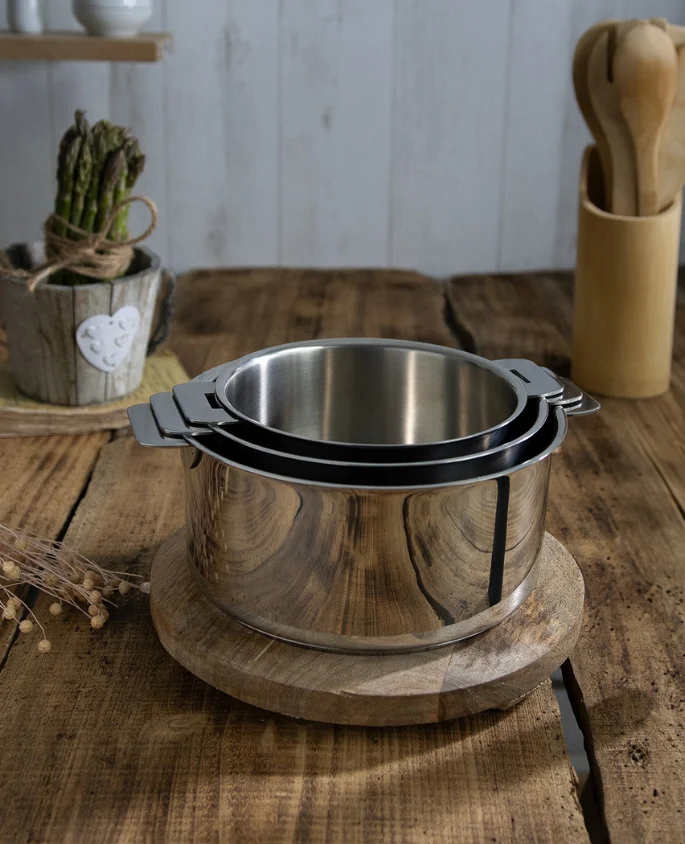 Serie de 3 Casseroles Mutine Amovibles avec Poignée en Bakélite – Cristel