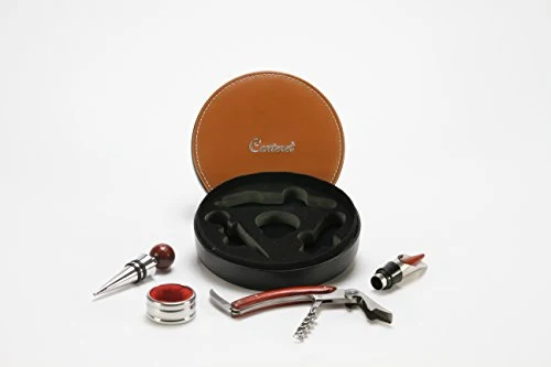 Carteret Home Collection Four Piece Wine Set with Leatherette Gift Case