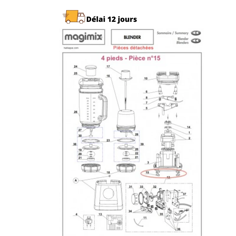 4 pieds pour blender Magimix