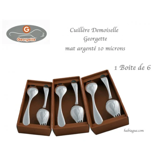 Cuillères Demoiselle Georgette mat argenté 10 microns