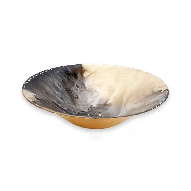 Classic Touch Gold Marbelized Salad Bowl