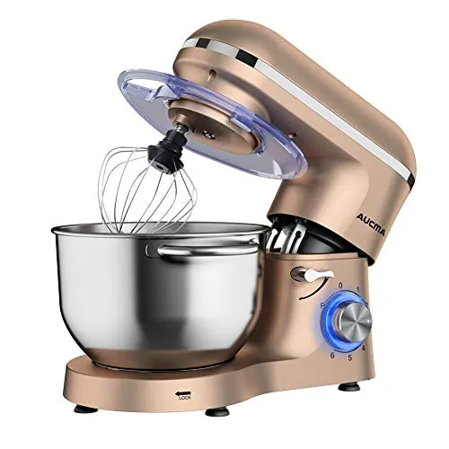 Aucma 6.5Qt Tilt-Head Electric Stand Mixer, Champagne