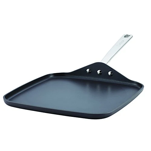 Anolon 81057 Authority 11" Hard Anodized Nonstick Square Griddle Pan, Gray - Oven Safe, Dishwasher Safe GRILLPAN