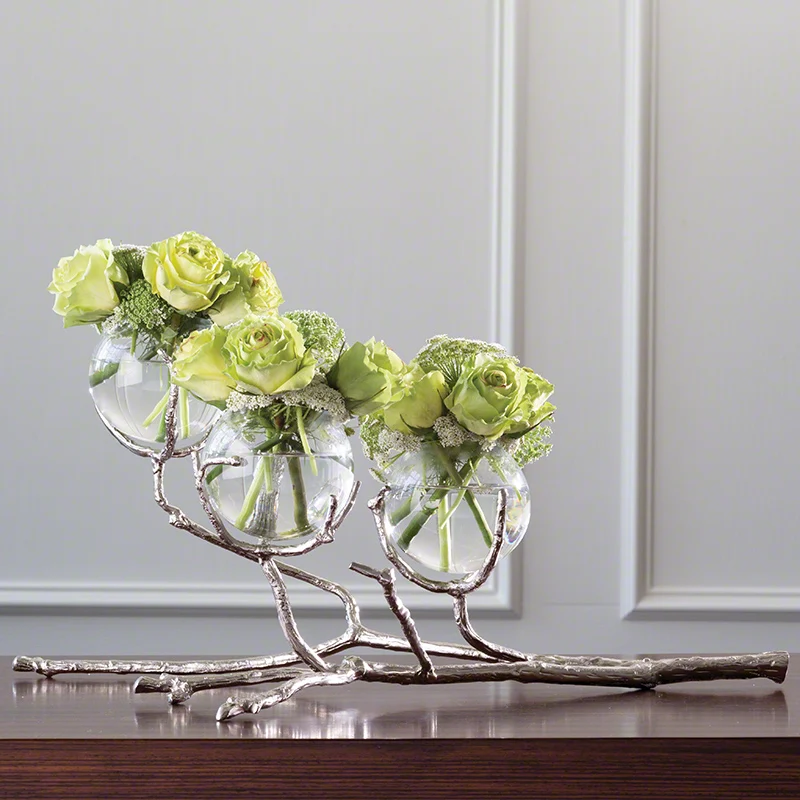 Global Views Twig 3 Vase Holder, Nickel