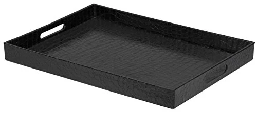 Home Basics Elegant Serving Tray with Handles, Black