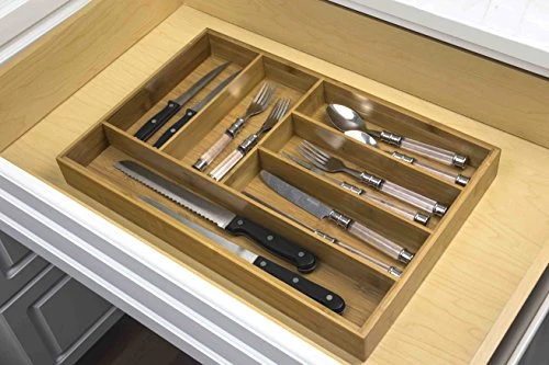 Home Basics CT44542 Large Cutlery Tray, Bamboo