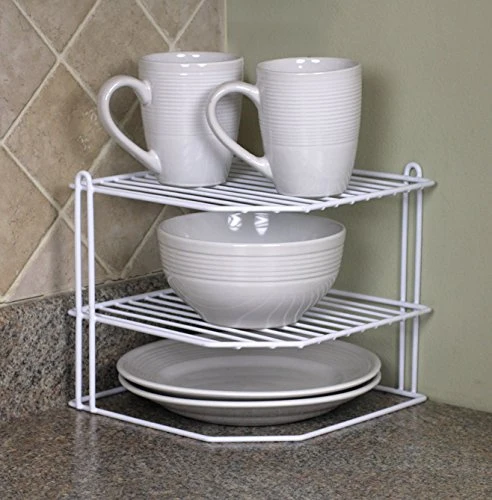Home Basics CS30363 3 Tier Corner Rack, White (9”x9”x8.5”)