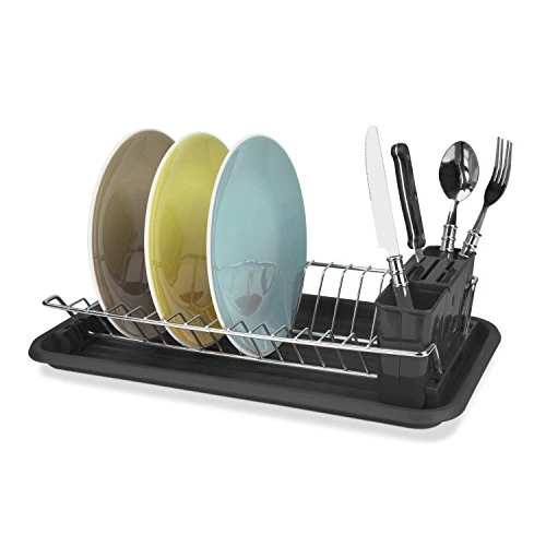 Home Basics DD01998 Compact Dish Drainer, Black