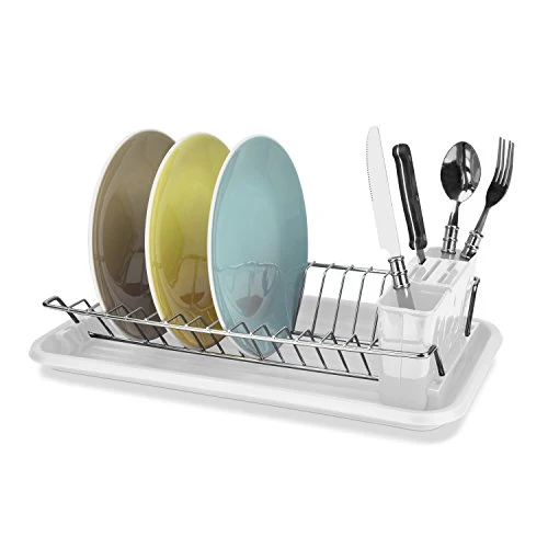 Home Basics DD01997 Compact Dish Drainer, Clear