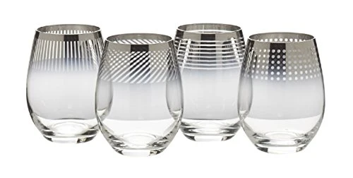 Mikasa 5161259 Cheers 19.5 oz Stemless Wine Glasses (Set of 4), Metallic Ombre