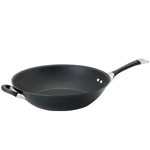 Circulon Symmetry Hard Anodized Nonstick Stir Fry / Wok Pan with Helper Handle - 14 Inch, Black