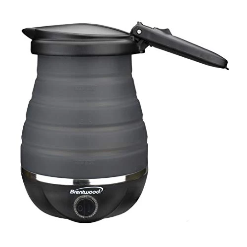 Brentwood KT1508 Dual Voltage 120/220v 0.8L Collapsible Travel Electric Kettle, Black