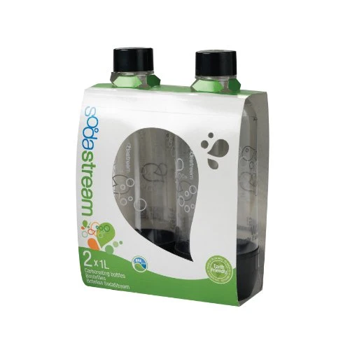 SodaStream 1L/34 Oz Carbonating Bottle, Black - 2 Pack