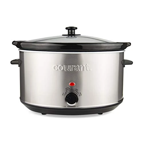 Courant Oval Slow Cooker Crock,8.5 Qt with Easy Options 8.5 Quart Dishwasher Safe Pot, Stainless Steel CROCKPOT