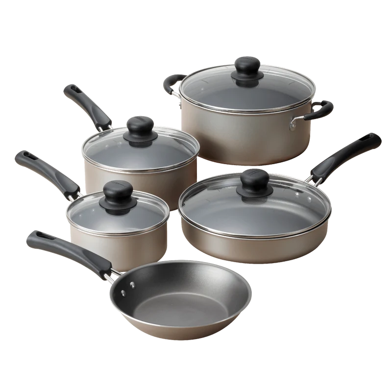 Tramontina 9-Piece Non-Stick Cookware Set, Champagne